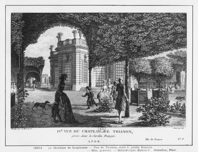 Neljäs näkymä Trianonista, otettu ranskalaisessa puutarhassa, kaiverrettu Francois Denis Nee (1732-1817) tekijältä Louis-Nicolas de Lespinasse